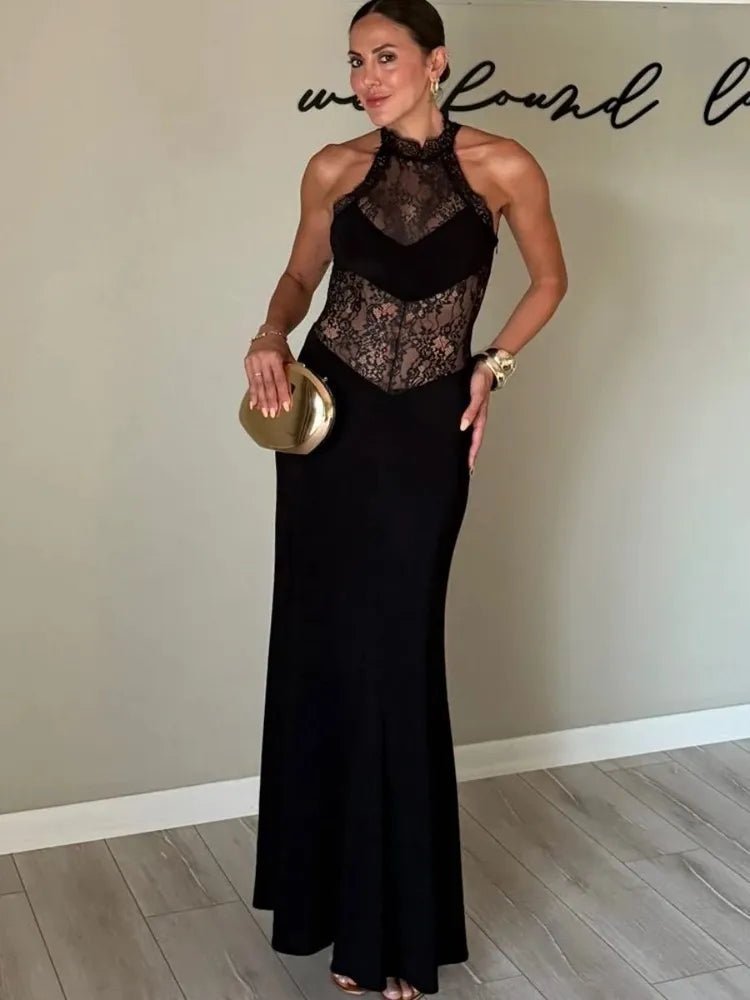 Lindsay Sheer Lace Halter Maxi Dress - Elegant Occasion Dress for Women - Image 4