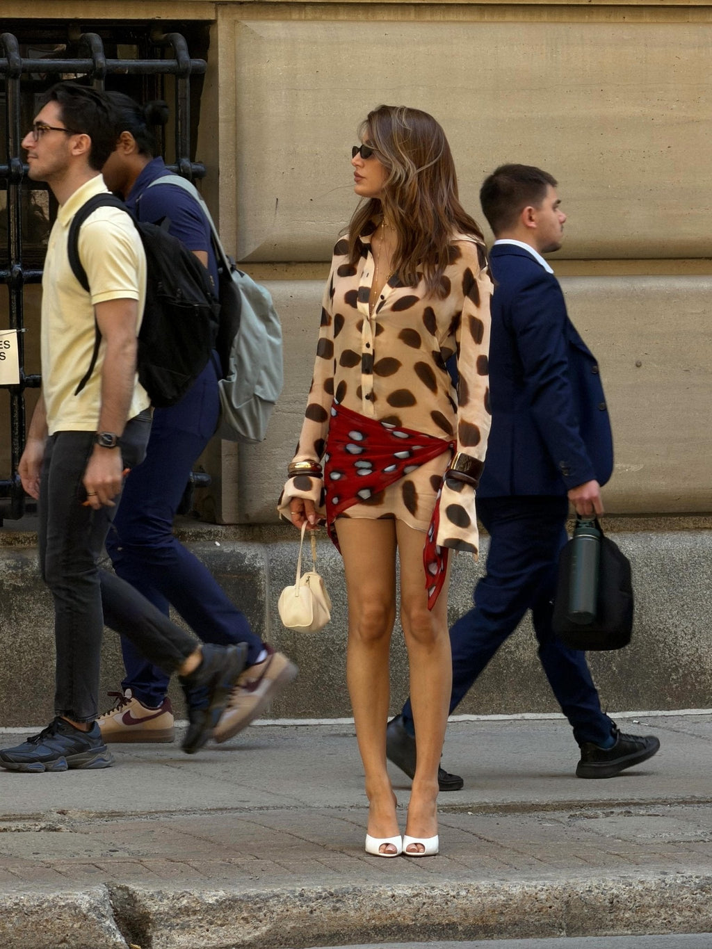 Margot Long Sleeve Leopard Print Shirt Dress - Versatile Scarf Neck Mini Dress - Image 7