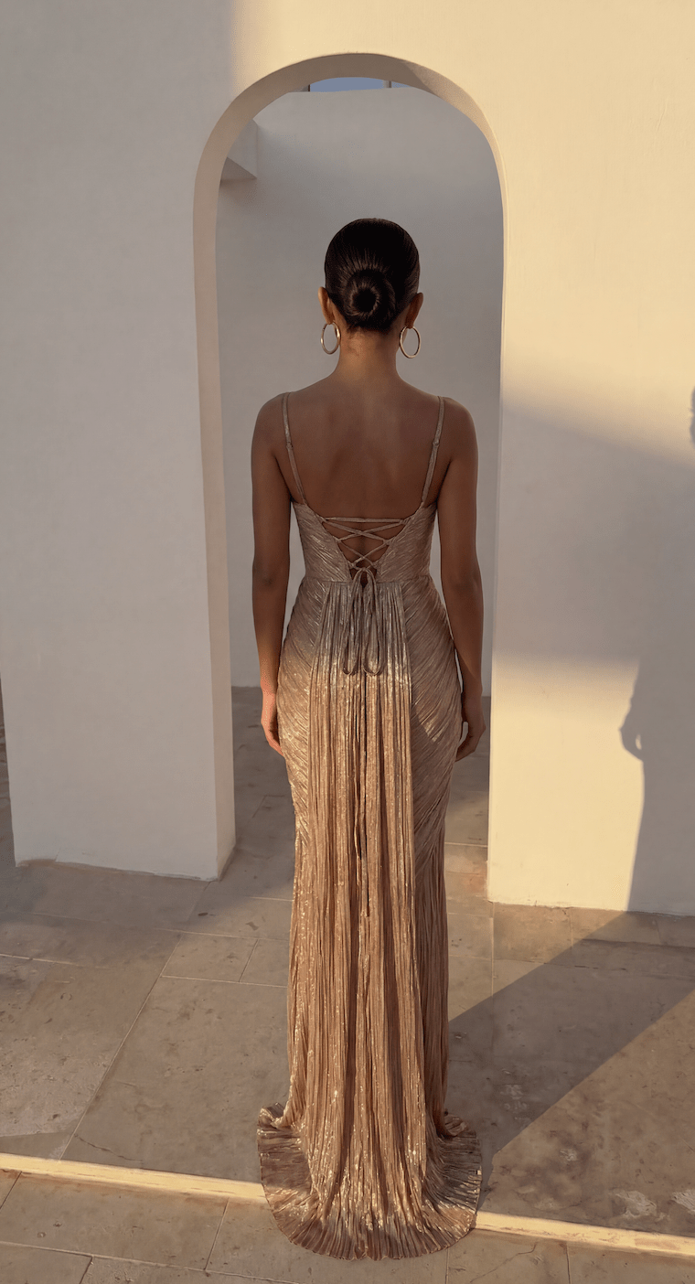Aisena Corset Pleated Gown - Elegant Occasion Dress for Women - Image 3