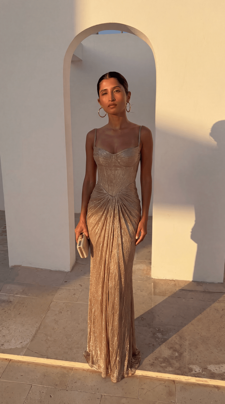 Aisena Corset Pleated Gown - Elegant Occasion Dress for Women - Image 2