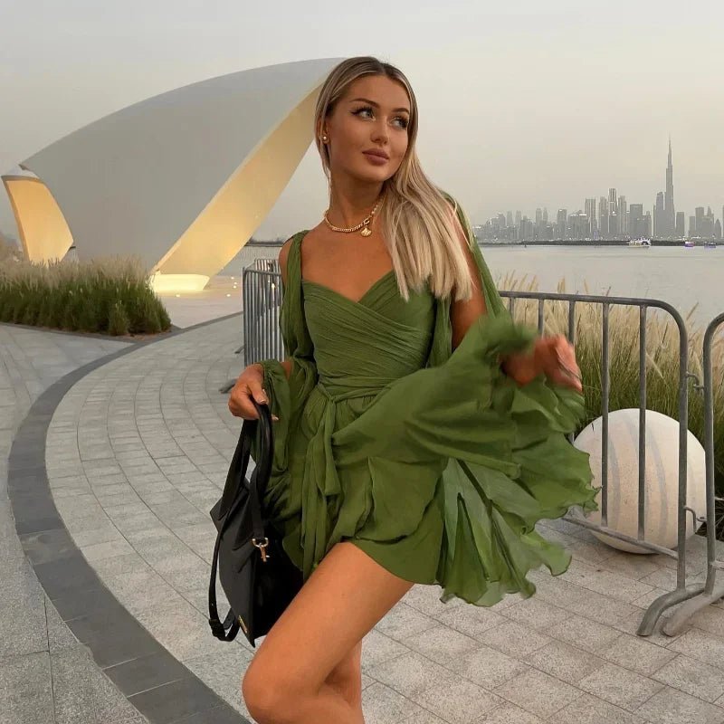 Zoe Creamsicle V-Neck Mini Dress - Elegant Occasion Dress for Women - Image 7
