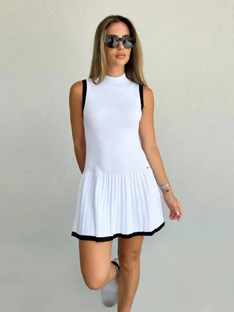Alice Drop-Waist Contrast Knit Dress - Elegant Occasion Dress for Women