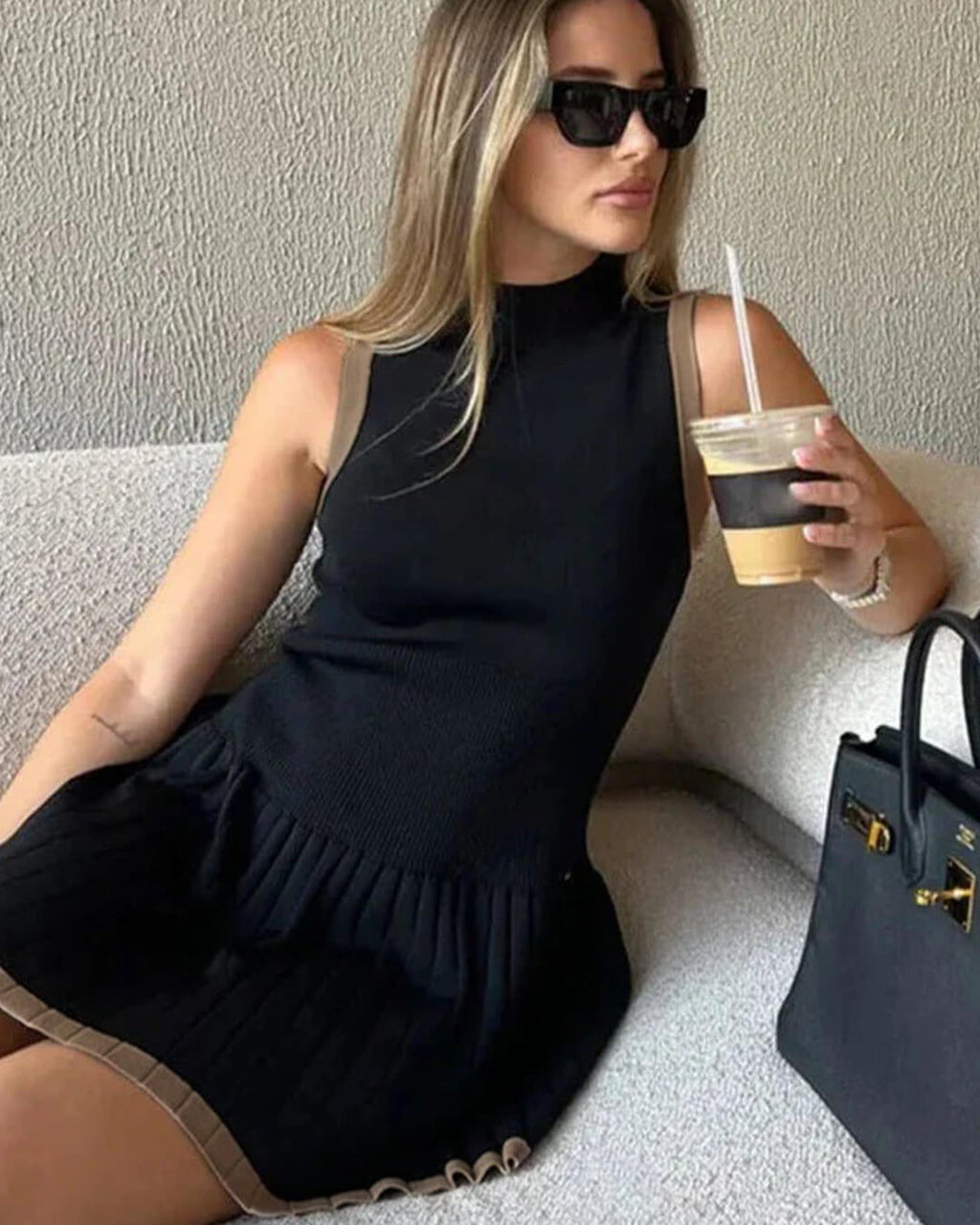 Alice Drop-Waist Contrast Knit Dress - Elegant Occasion Dress for Women - Image 9