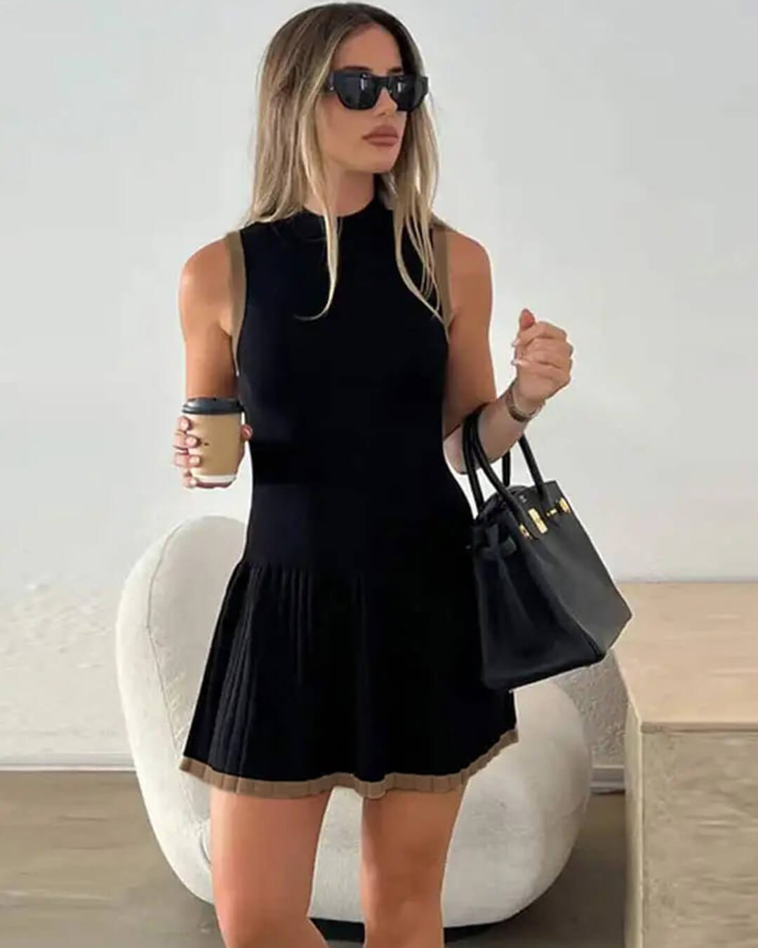 Alice Drop-Waist Contrast Knit Dress - Elegant Occasion Dress for Women - Image 6