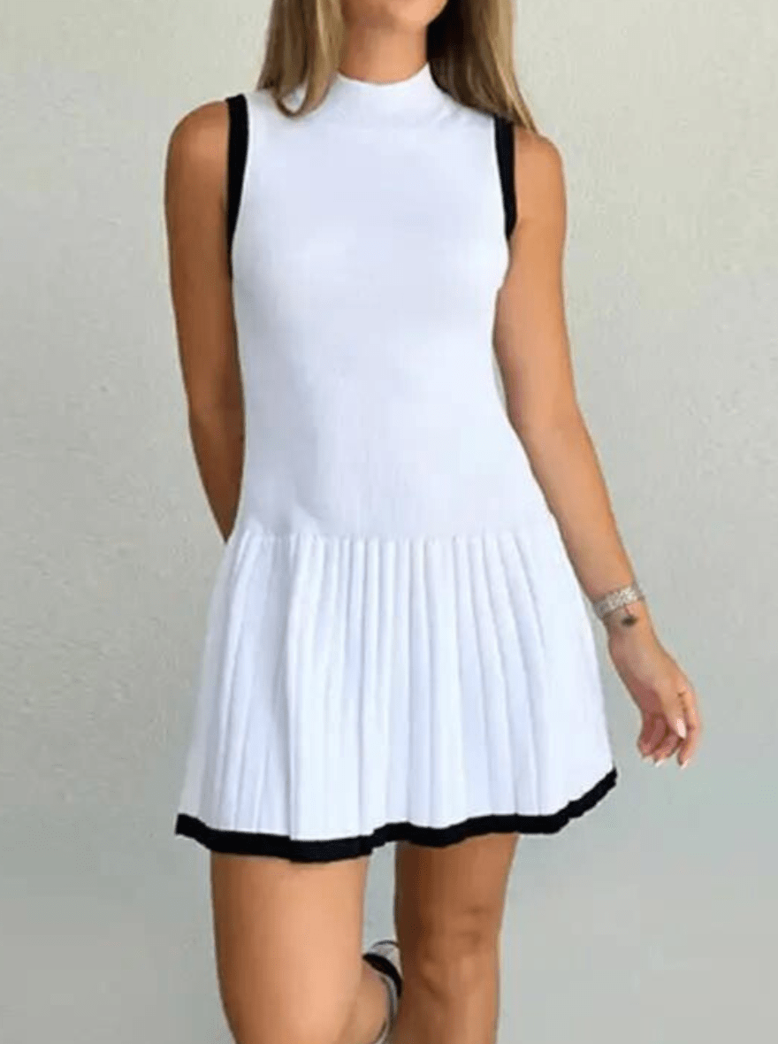 Alice Drop-Waist Contrast Knit Dress - Elegant Occasion Dress for Women - Image 2