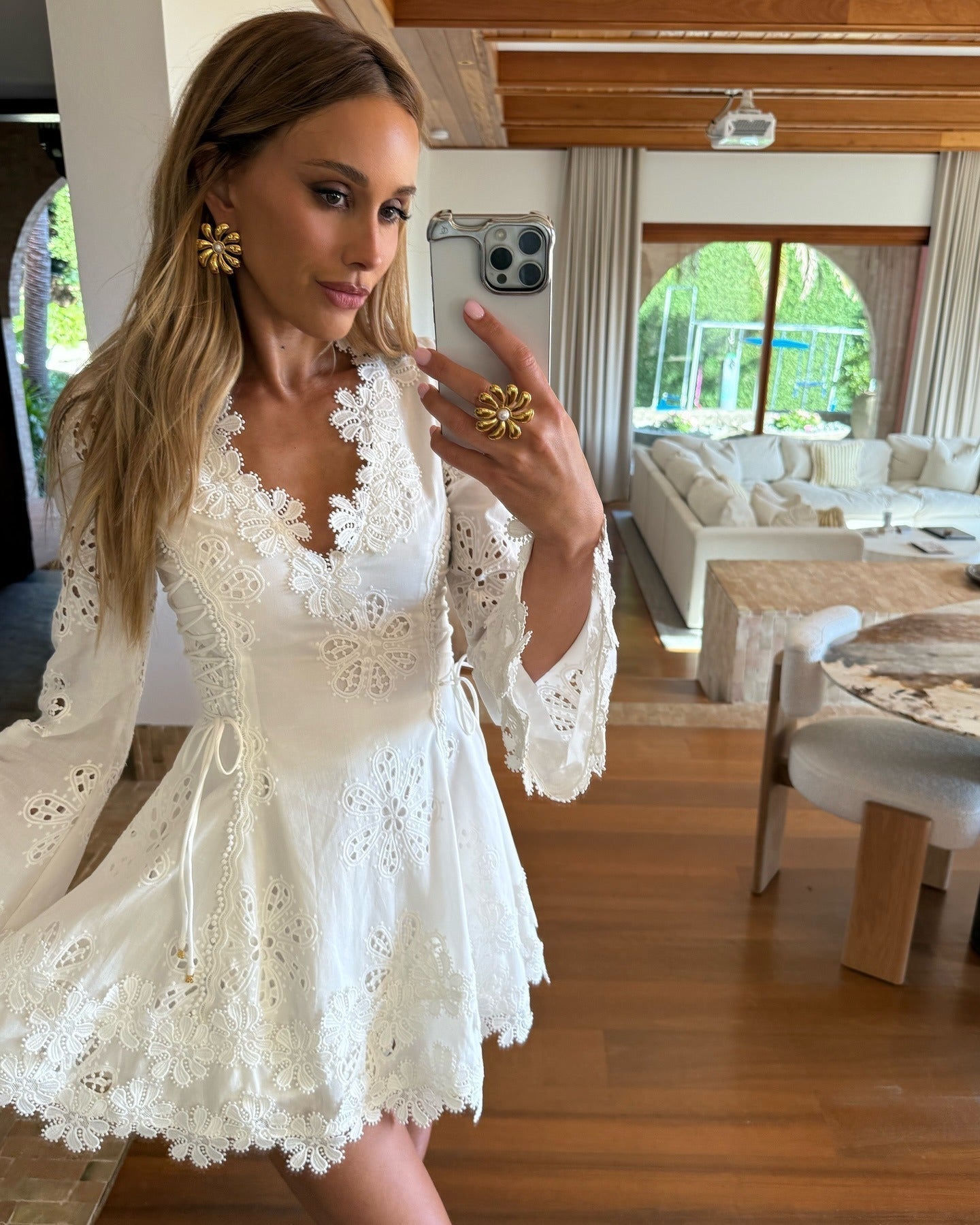 Ainoa Lace Side-Adjustable Mini Dress - Elegant Occasion Dress for Women