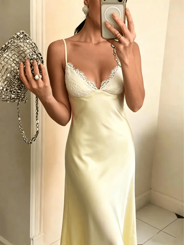 Margot Satin Lace Midi Dress - Elegant Occasion Dress for Women - Image 7