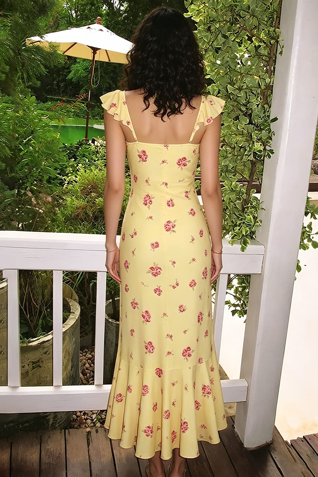 Marigold Floral Slip Midi Dress - Elegant Occasion Dress for Women - Image 4