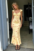 Marigold Floral Slip Midi Dress - Elegant Occasion Dress for Women - Image 2