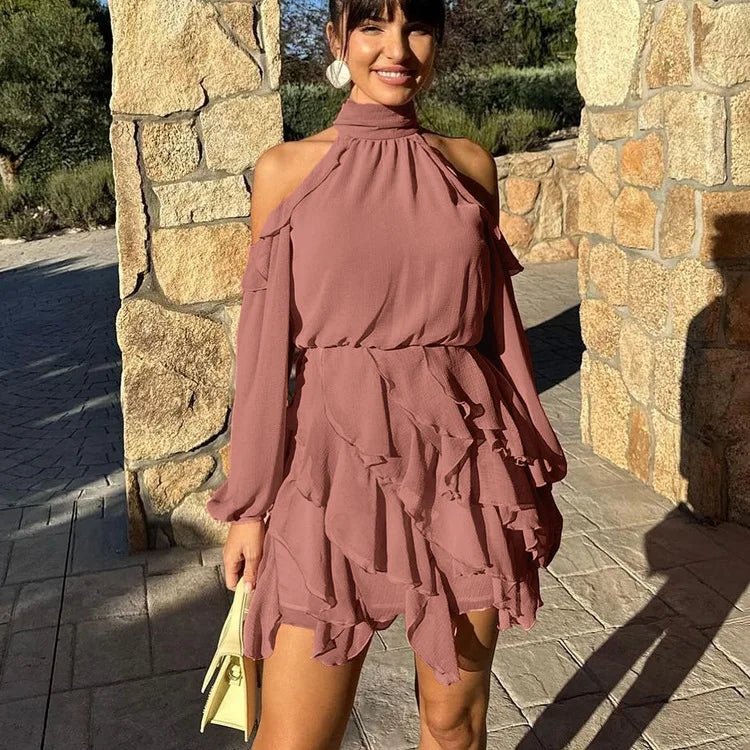 Maureen Halter Tiered Mini Dress - Elegant Occasion Dress for Women