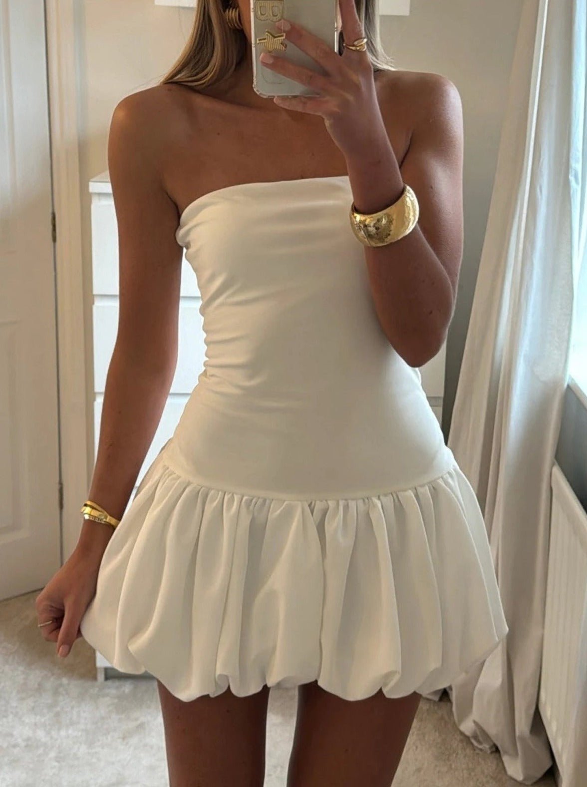 Maurie Drop-Waist Bubble-Hem Dress - Elegant Occasion Dress for Women - Image 3