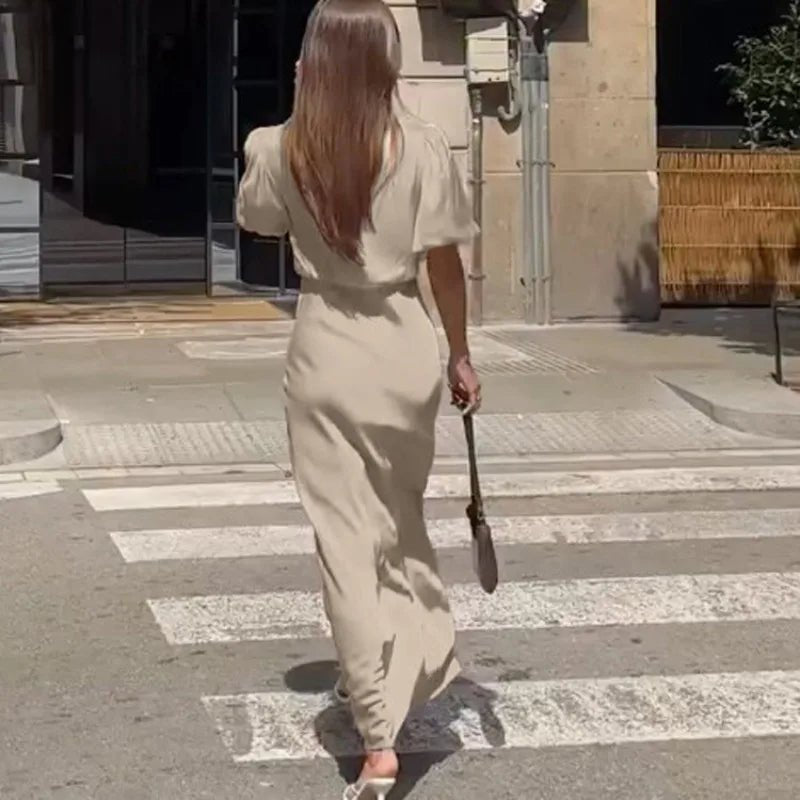 Sophia Puff Sleeve Lace-Up Maxi Dress - Elegant Occasion Dress for Women - Image 6
