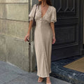 Sophia Puff Sleeve Lace-Up Maxi Dress - Elegant Occasion Dress for Women
