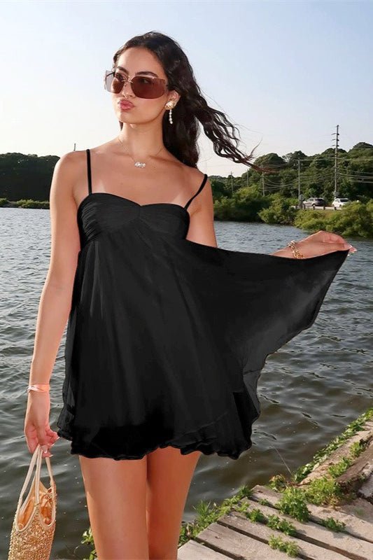 Mireille Off Shoulder Chiffon Mini Dress - Flowy Summer Dress - Image 6