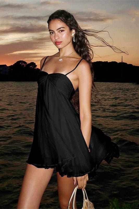 Mireille Off Shoulder Chiffon Mini Dress - Flowy Summer Dress - Image 7