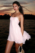 Mireille Off Shoulder Chiffon Mini Dress - Flowy Summer Dress - Image 2