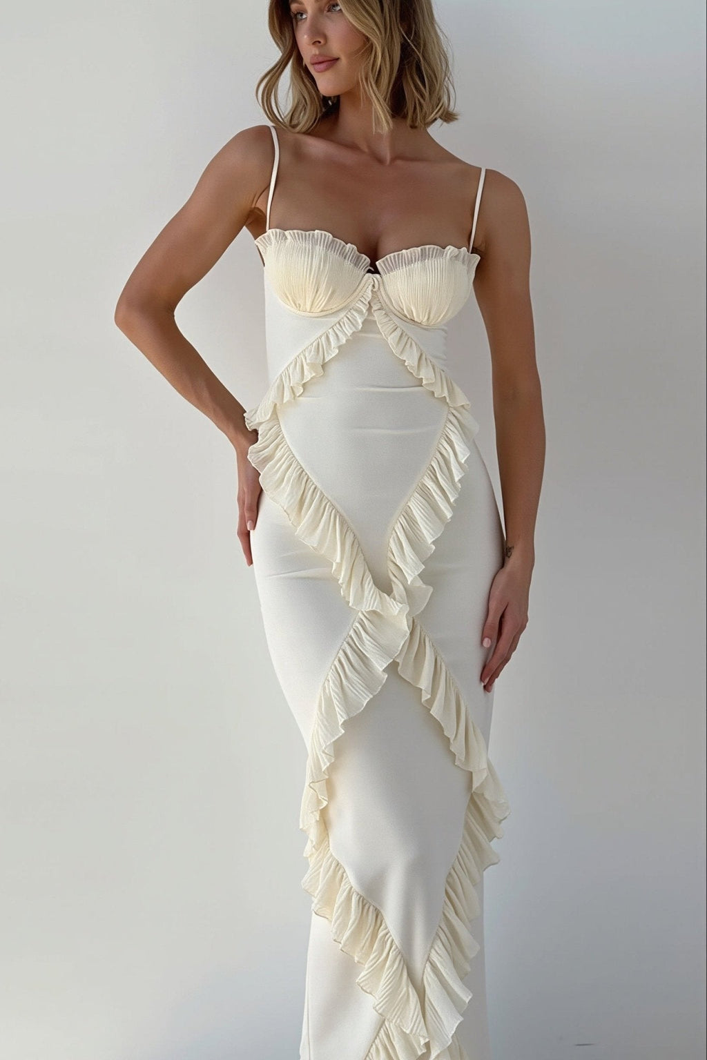 Helen Lace Ruffle Maxi Dress - Elegant Occasion Dress for Women