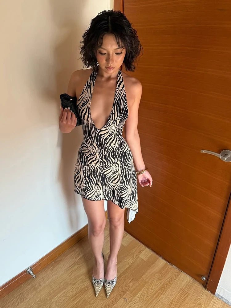 Natasha Zebra Bandage Mini Dress - Elegant Occasion Dress for Women - Image 4