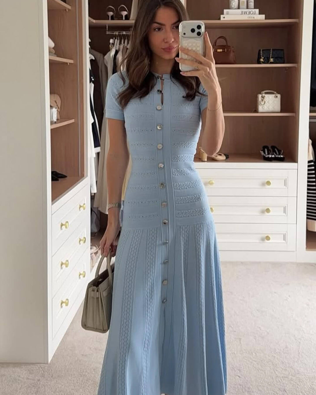 Celeste Ribbed Knit Midi Dress - Elegant Occasion Dress for Women