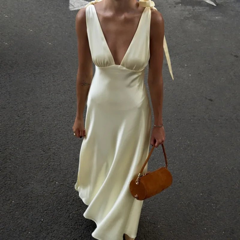Sienna Satin Tie Strap Maxi Dress - Elegant Occasion Dress for Women