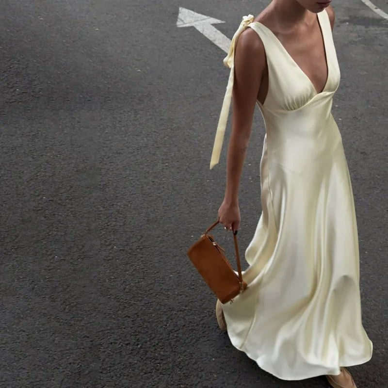 Sienna Satin Tie Strap Maxi Dress - Elegant Occasion Dress for Women - Image 5
