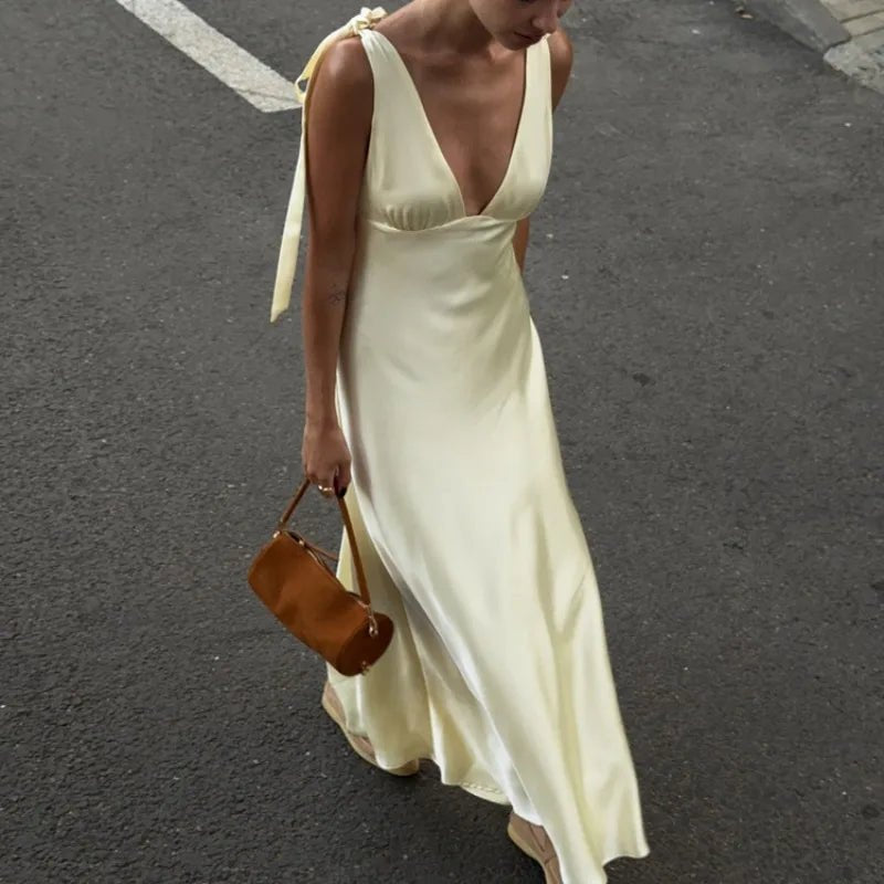 Sienna Satin Tie Strap Maxi Dress - Elegant Occasion Dress for Women - Image 3