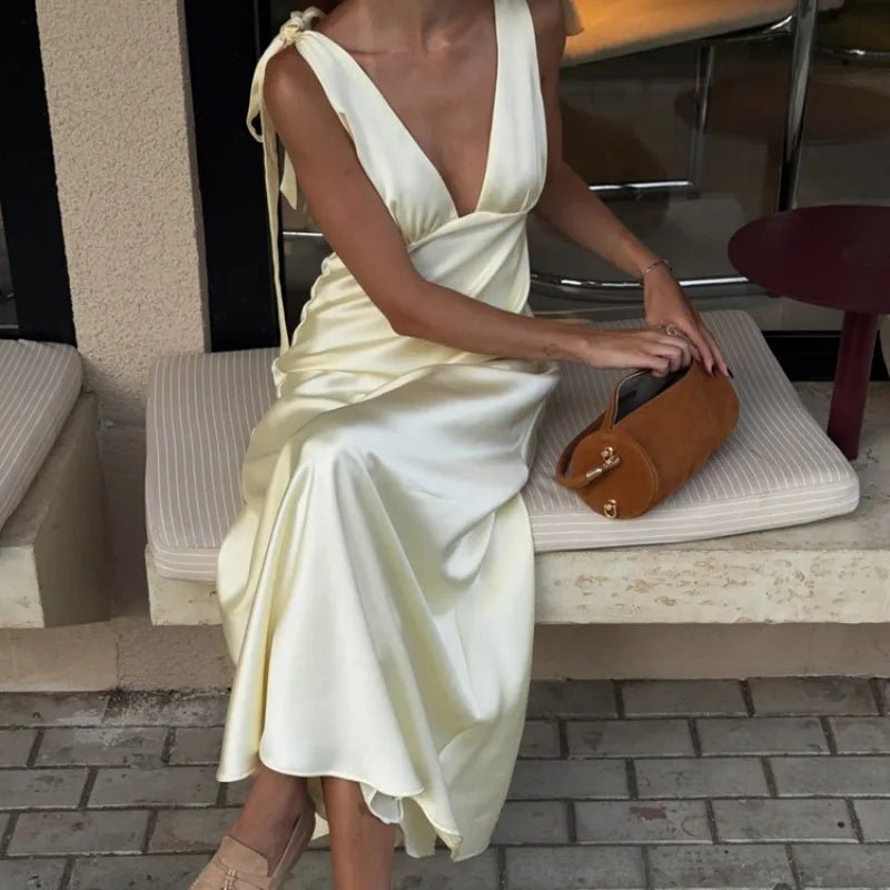 Sienna Satin Tie Strap Maxi Dress - Elegant Occasion Dress for Women - Image 2