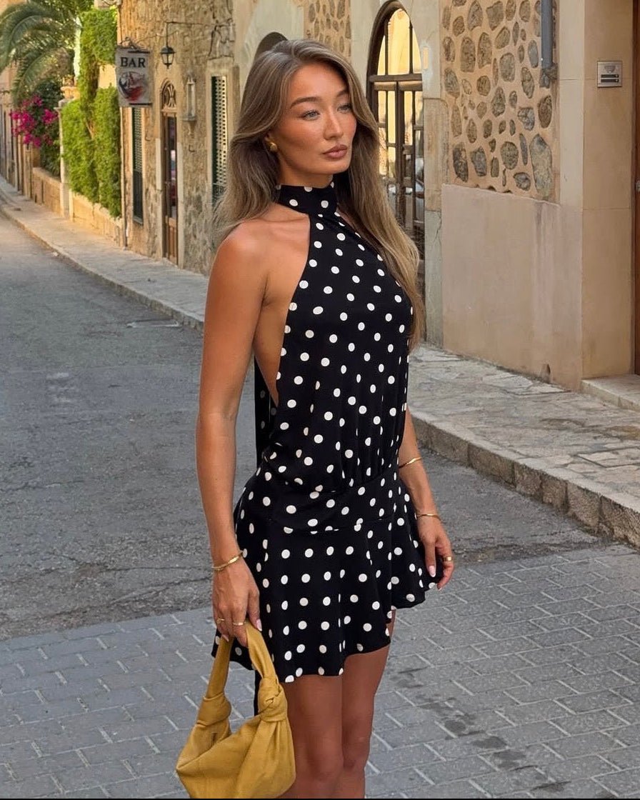 Serena Open-Back Polka Dot Halter Mini Dress - Elegant Occasion Dress for Women