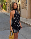 Serena Open-Back Polka Dot Halter Mini Dress - Elegant Occasion Dress for Women