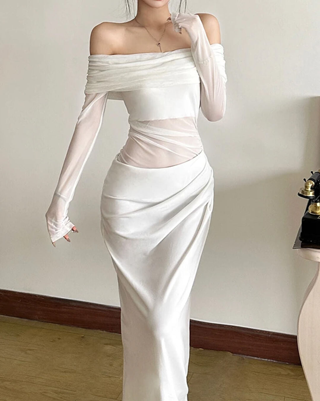 Shiela Ruched Mesh Maxi Dress - Elegant Occasion Dress for Women - Image 12