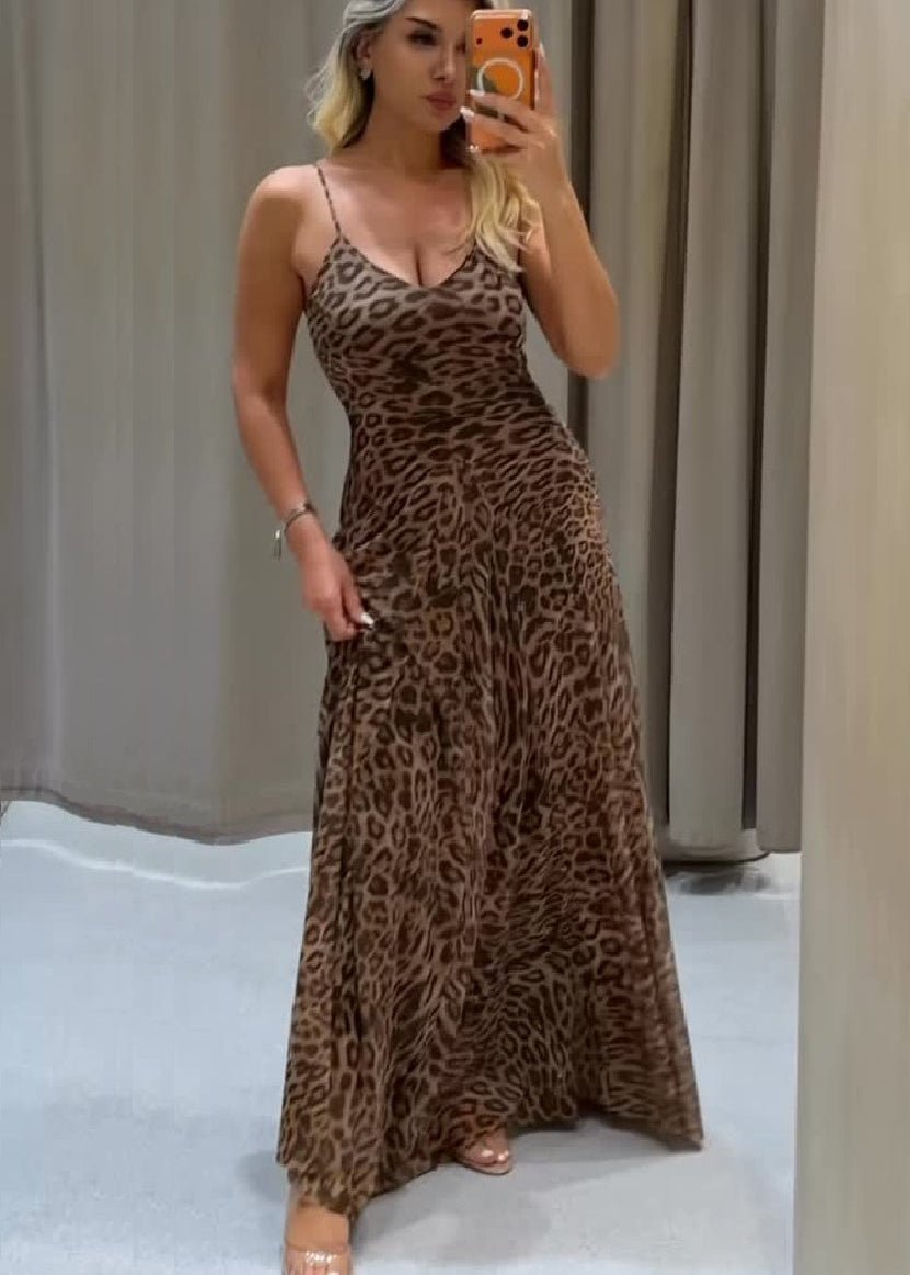 Sienna Leopard Print Strap Maxi Dress - Elegant Occasion Dress for Women - Image 4