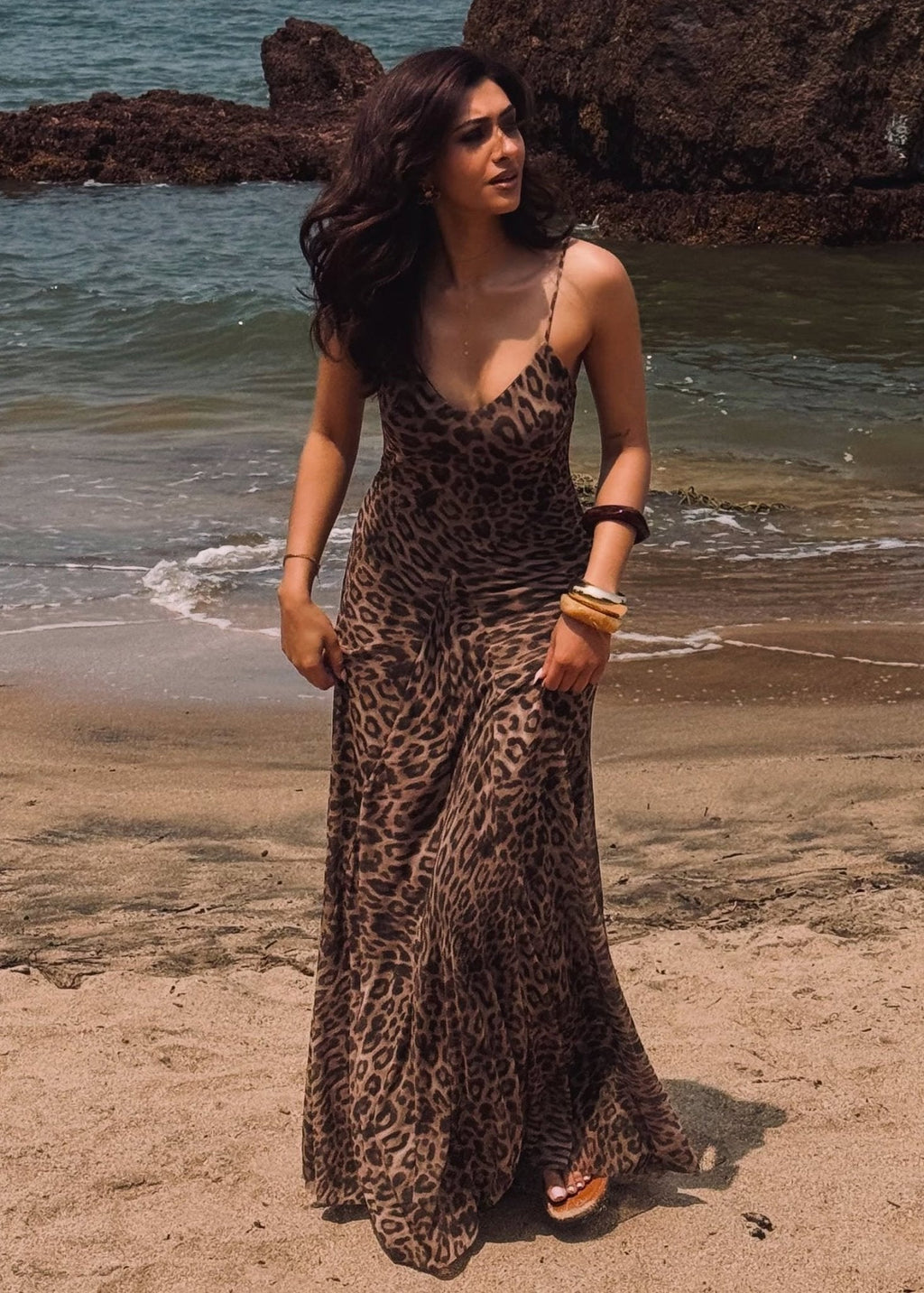 Sienna Leopard Print Strap Maxi Dress - Elegant Occasion Dress for Women