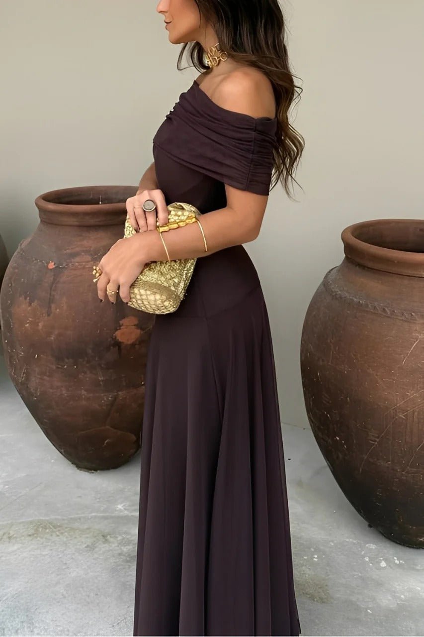 Sienna Off-Shoulder Ruched Maxi Dress - Women's Evening Formal Dress - Image 5