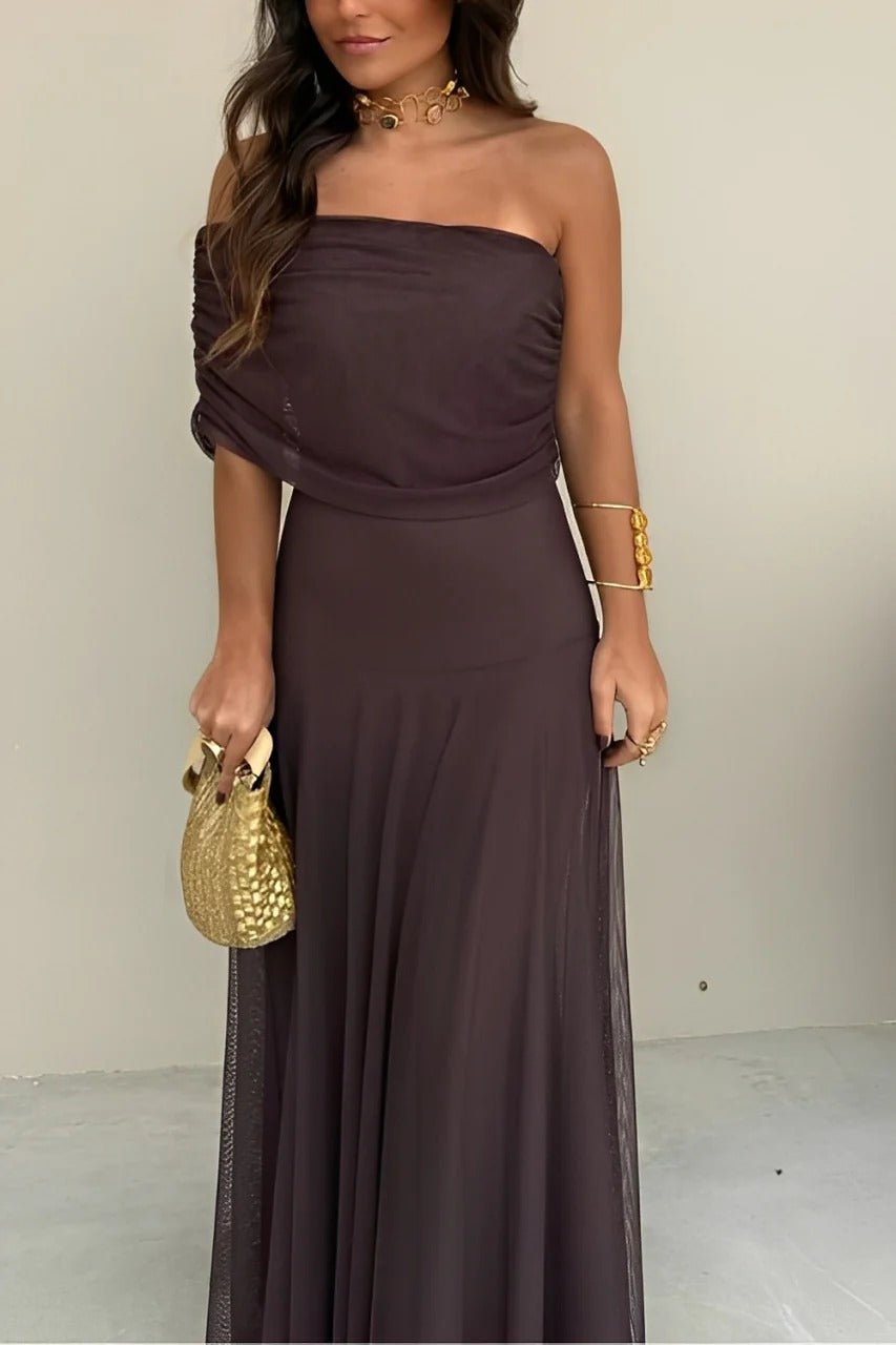 Sienna Off-Shoulder Ruched Maxi Dress - Women's Evening Formal Dress - Image 9