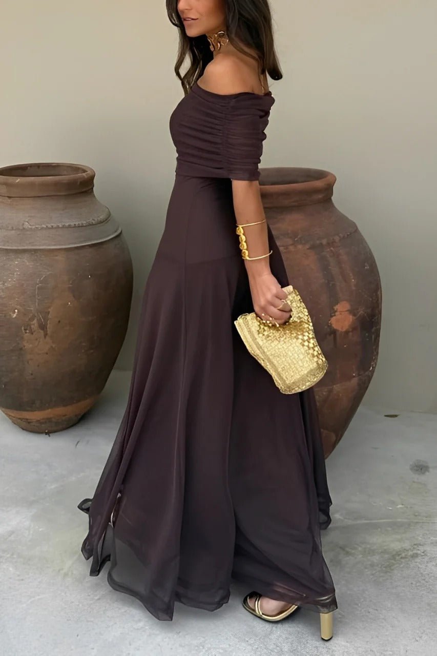 Sienna Off-Shoulder Ruched Maxi Dress - Women's Evening Formal Dress - Image 8