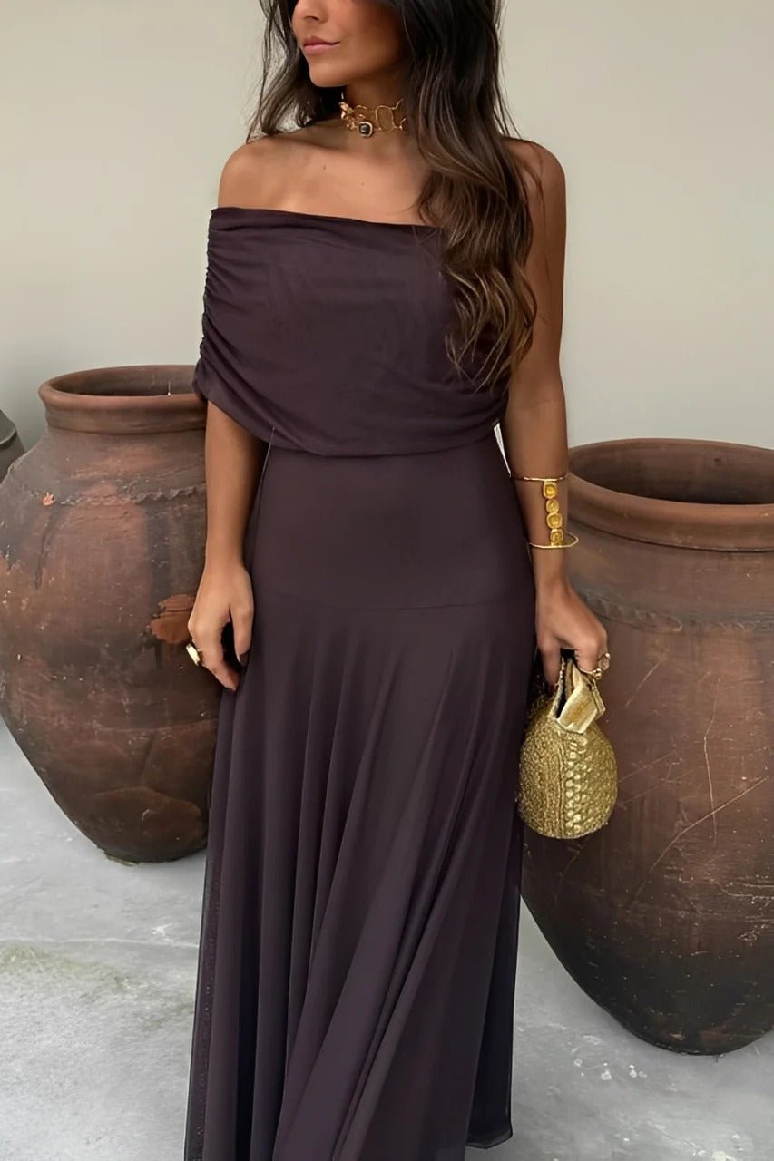 Sienna Off-Shoulder Ruched Maxi Dress - Women's Evening Formal Dress - Image 6