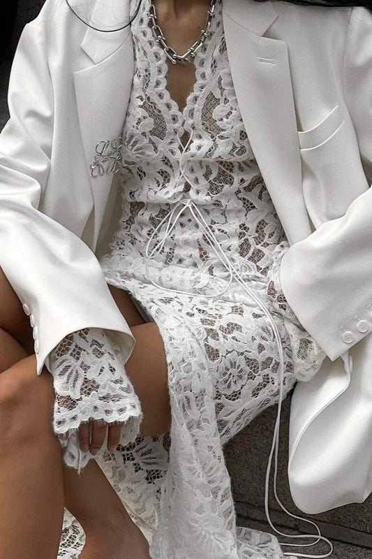 Carla Lace Deep V Long Sleeve Split Maxi Dress - Elegant Occasion Dress for Women - Image 5