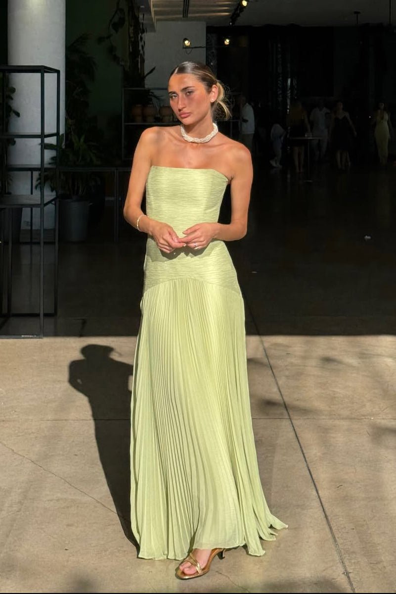 Skyla Elegant Strapless Drop Waist Maxi Dress - Flowy Summer Wedding Guest Gown