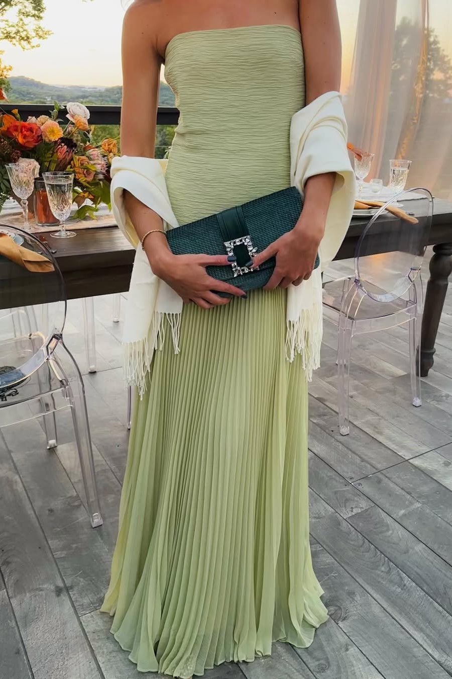 Skyla Elegant Strapless Drop Waist Maxi Dress - Flowy Summer Wedding Guest Gown - Image 3