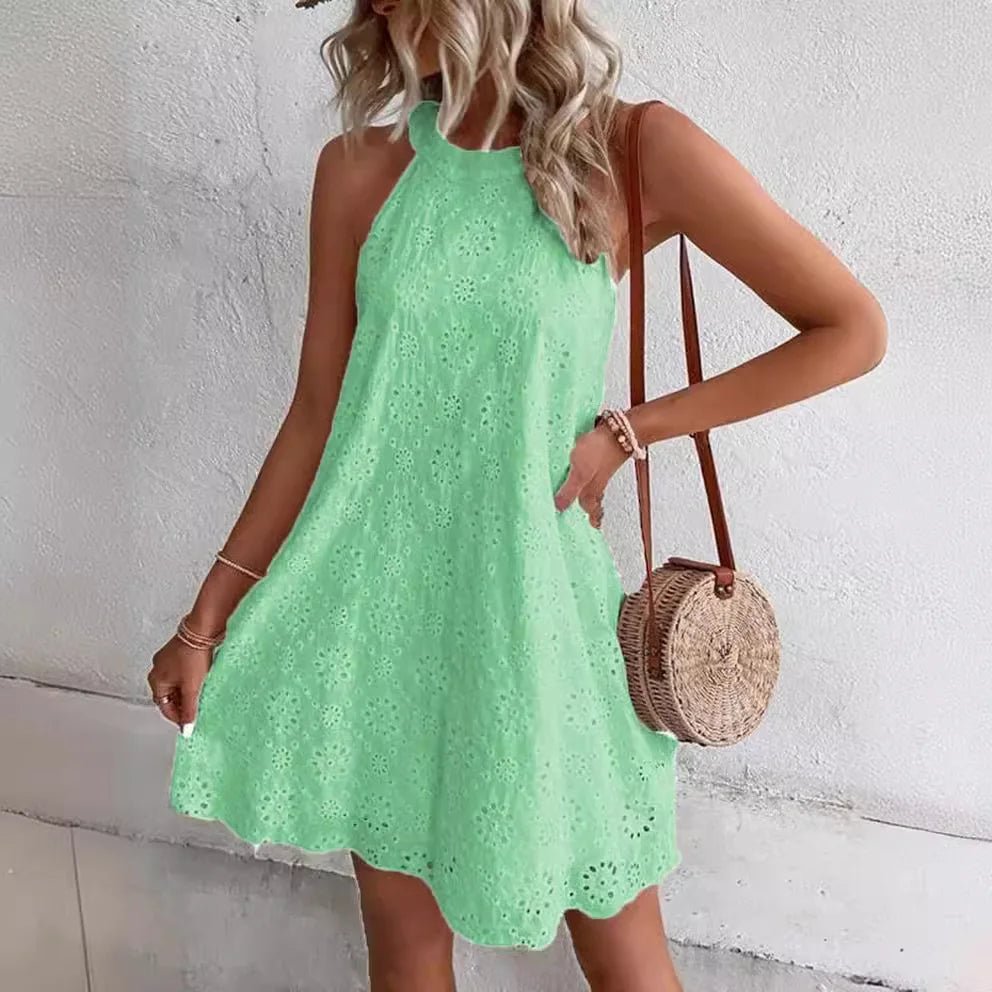 Sofia Bohemian Eyelet Embroidered Mini Dress - Elegant Occasion Dress for Women - Image 3