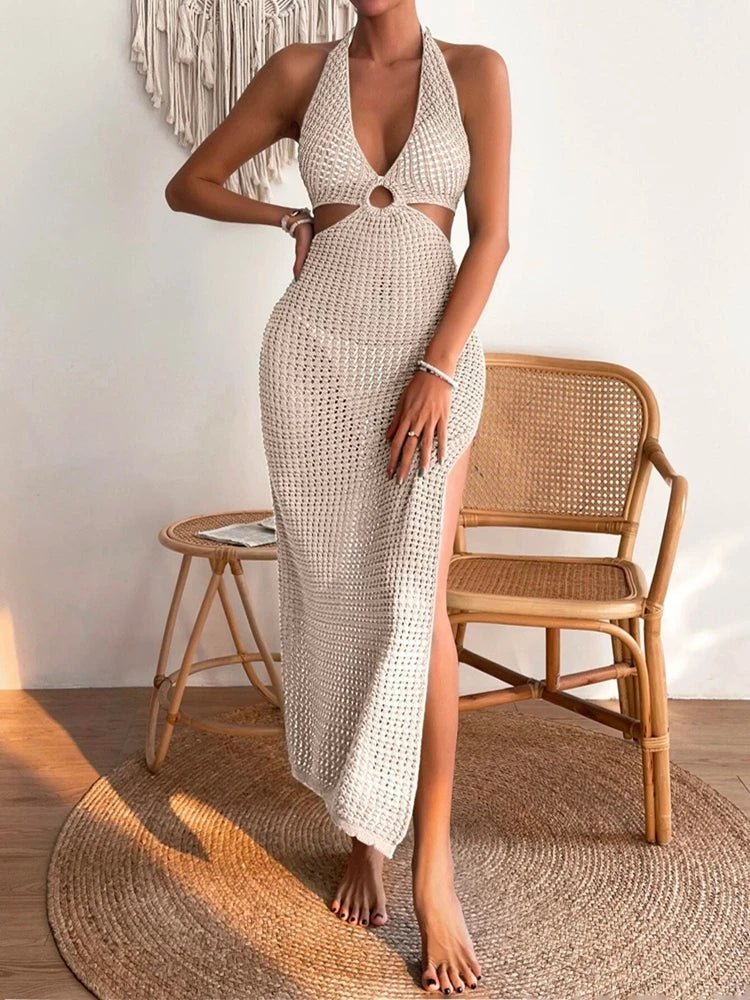 Sophia Hollow-Neck Knitted Midi Dress - Elegant Occasion Dress for Women - Image 3