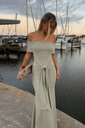 Sophia Off-Shoulder Tie Strap Bodycon Maxi Dress - Elegant Occasion Dress for Women