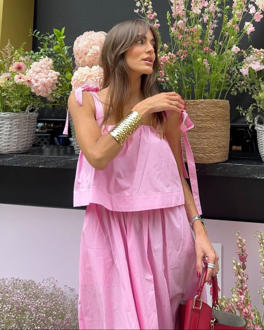 Sophia Pink Bow Tiered Midi Dress - Elegant Occasion Dress for Women - Image 5
