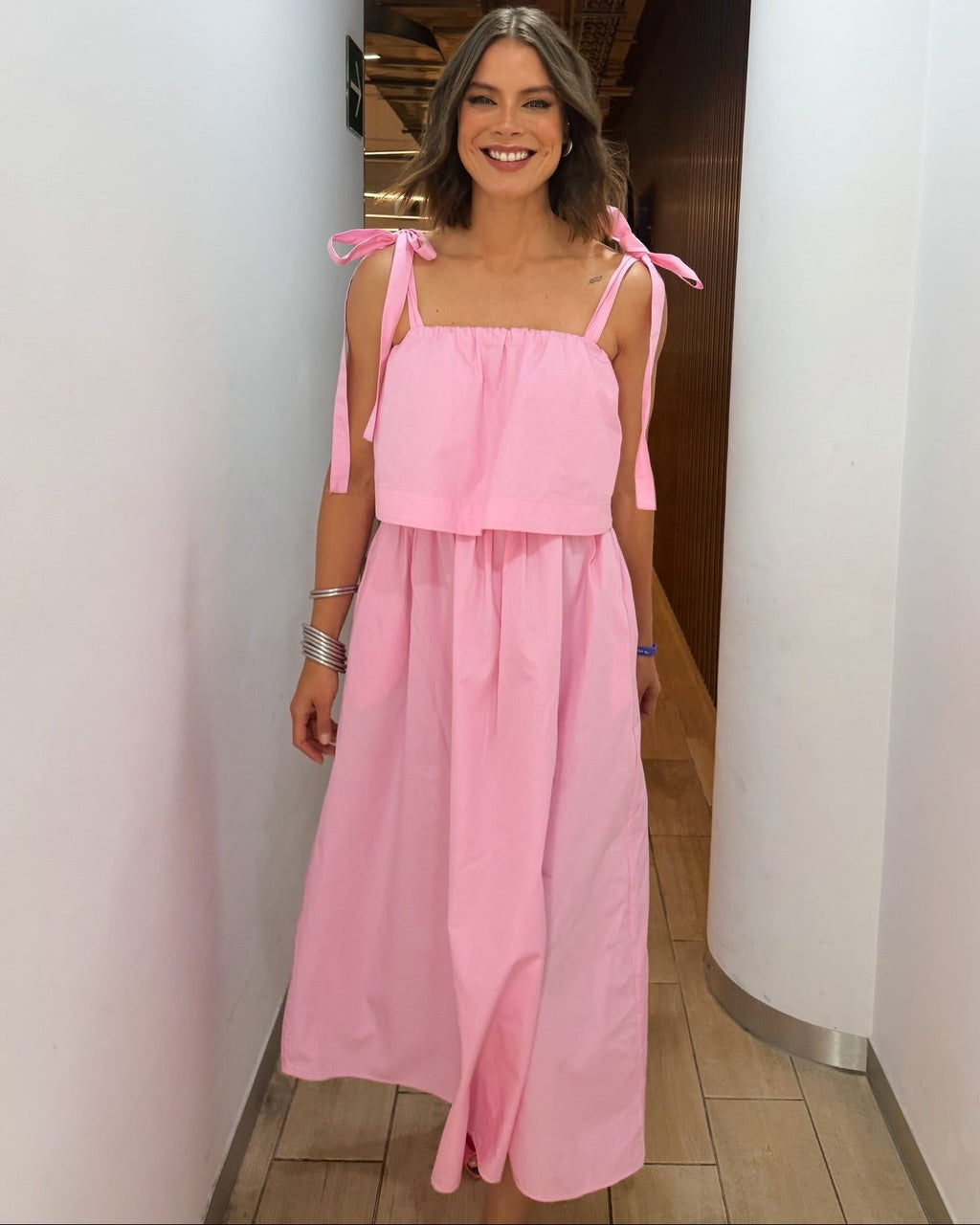 Sophia Pink Bow Tiered Midi Dress - Elegant Occasion Dress for Women - Image 7