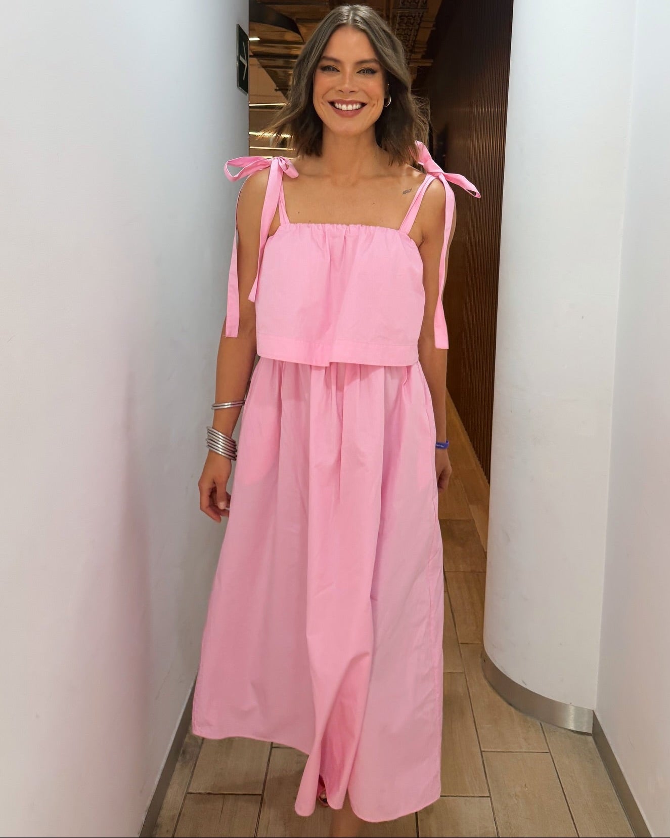 Sophia Pink Bow Tiered Midi Dress - Elegant Occasion Dress for Women - Image 7