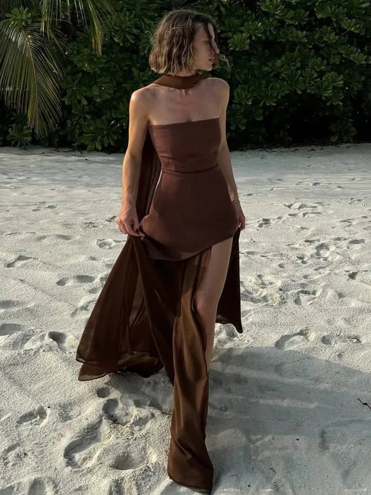 Sophia Strapless Mesh Scarf Maxi Dress - Elegant Occasion Dress for Women - Image 2