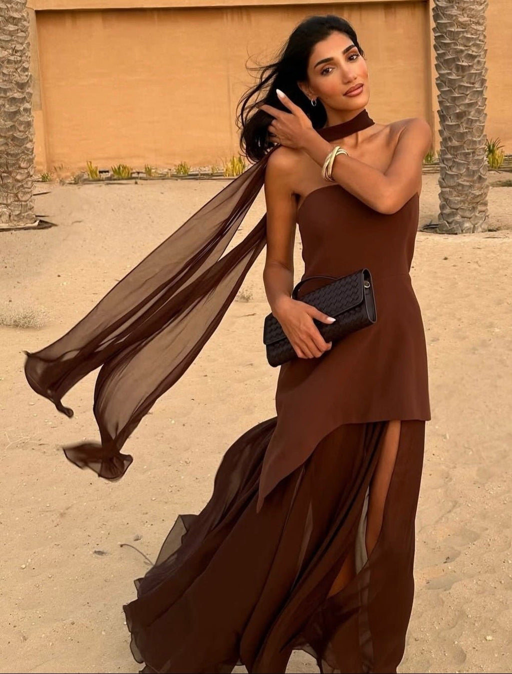 Sophia Strapless Mesh Scarf Maxi Dress - Elegant Occasion Dress for Women