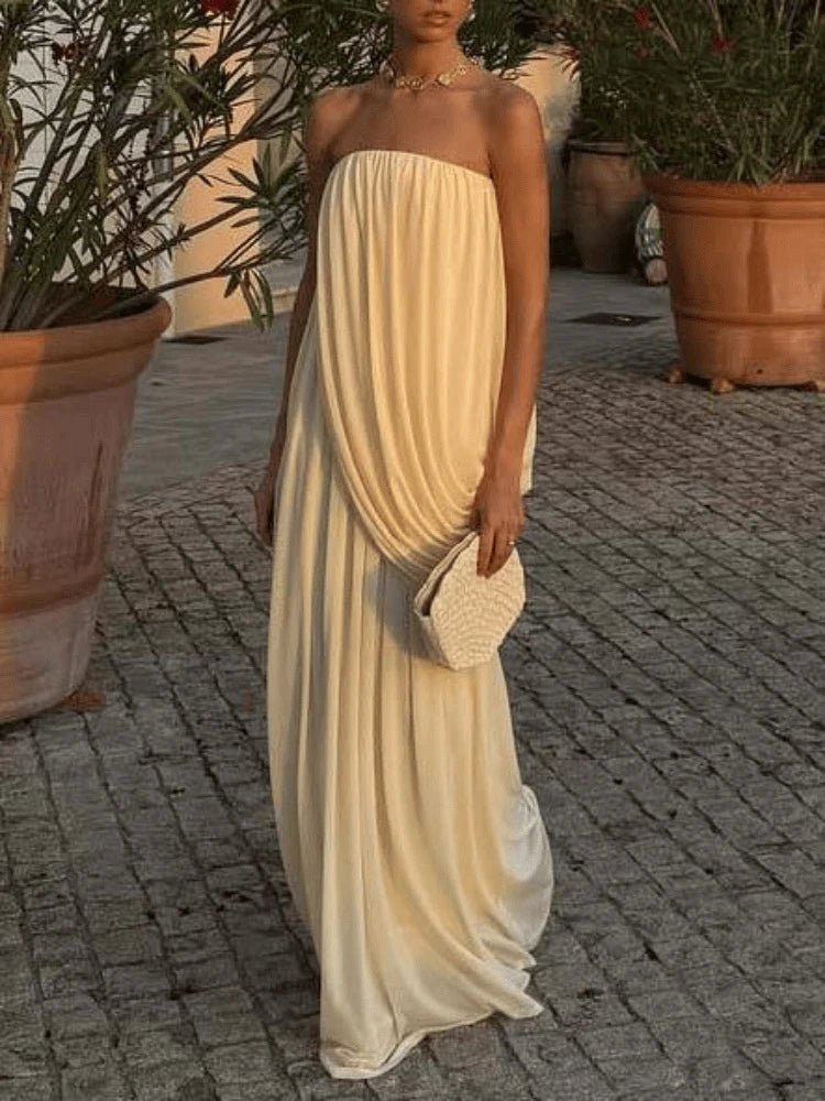 Sophia Strapless Pleated Maxi Dress - Elegant Occasion Dress for Women