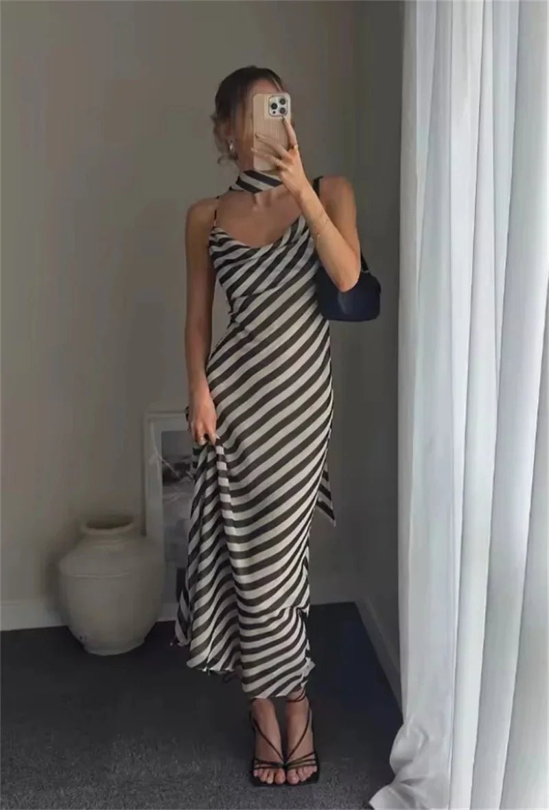 Lola Striped Scarf Maxi Dress - Elegant Occasion Dress for Women - Image 4