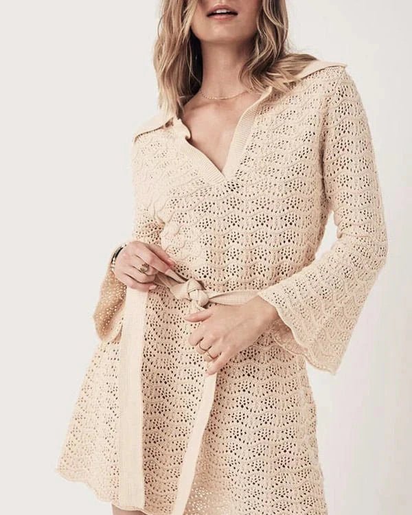 Rose V-Neck Hollow Out Dress - Elegant Occasion Dress for Women - Image 8